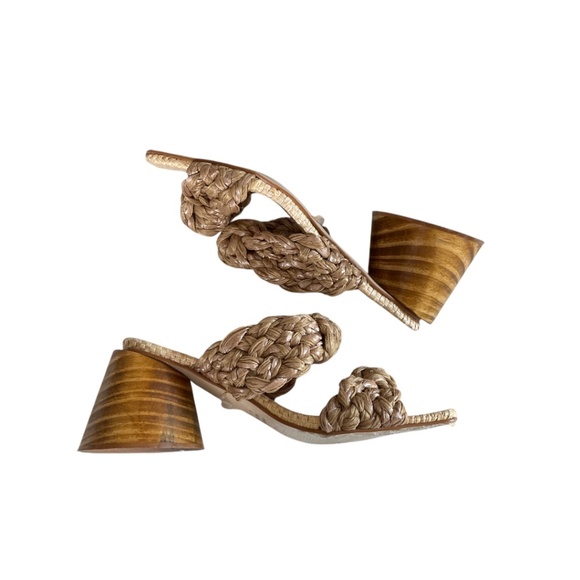 Decadence Raffia Block Heel Sandals - Picture 1 of 7